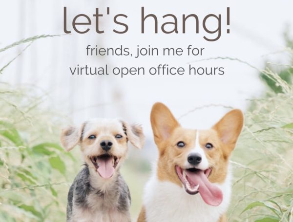 open office hours invite with cute doggos