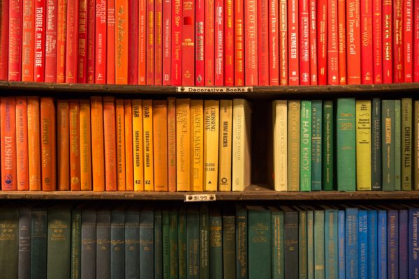 colorful bookshelf