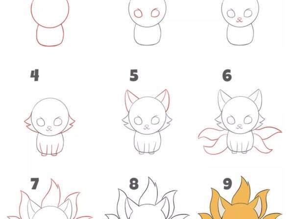 preview of how to draw 9 tailed fox
